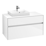 V&B Meuble sous-lavabo Collaro 100x54,8x50 cm, vasque à gauche, blanc brillant