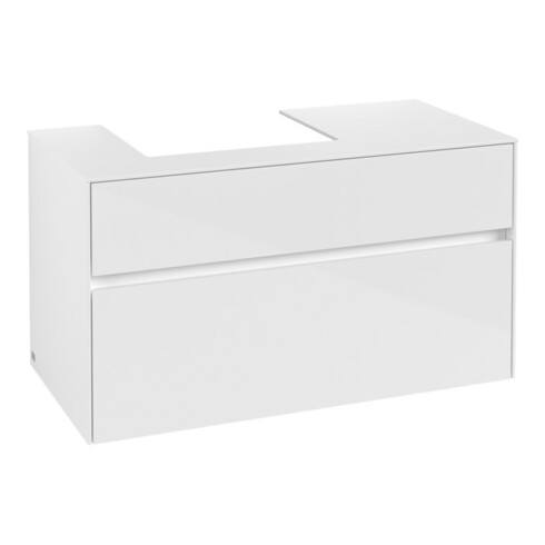V&B Meuble sous-lavabo Collaro 100x54,8x50 cm, vasque à gauche, blanc brillant