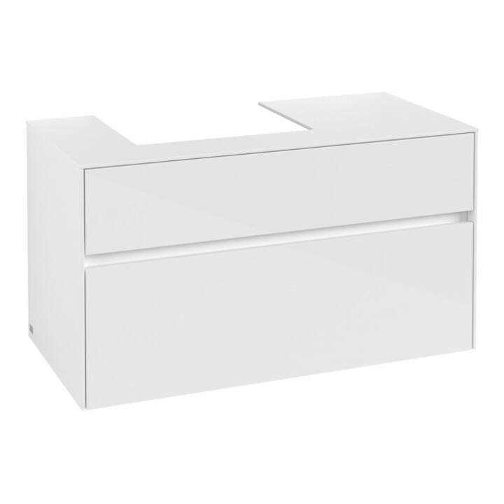 V&B Meuble sous-lavabo Collaro 100x54,8x50 cm, vasque à gauche, blanc brillant