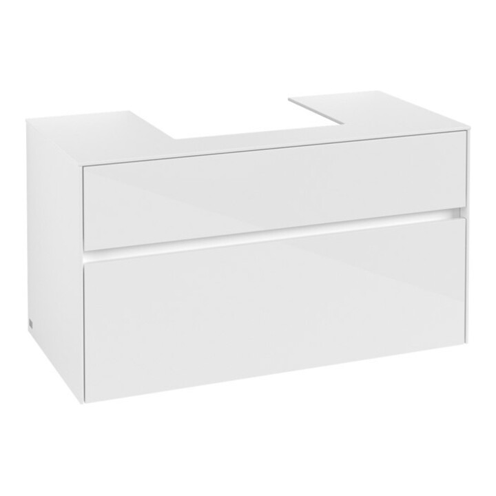 V&B Meuble sous-lavabo Collaro 100x54,8x50 cm, vasque centrale, blanc brillant
