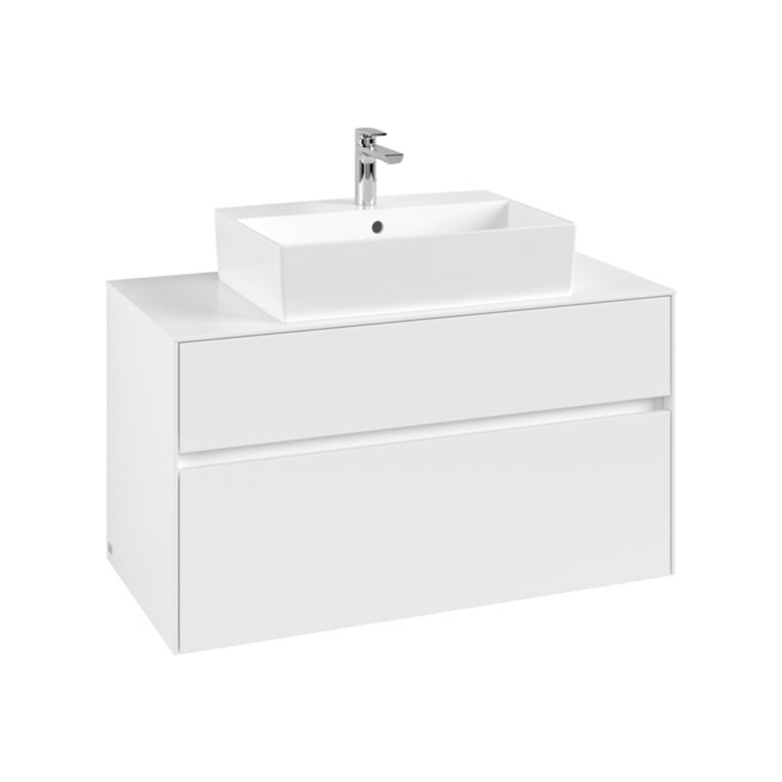 V&B Meuble sous lavabo Collaro 100x54,8x50 cm, vasque centrale, blanc mat