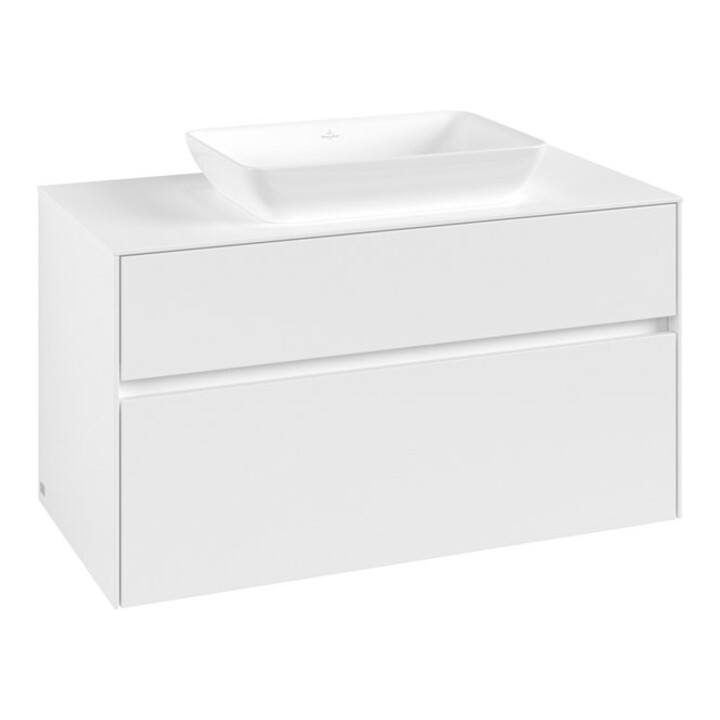 V&B Meuble sous-lavabo Collaro 100x54,8x50 cm, vasque centrale, blanc mat