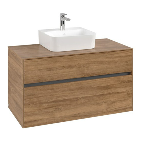 V&B Meuble sous lavabo Collaro 100x54,8x50 cm, vasque centrale, chêne Kansas