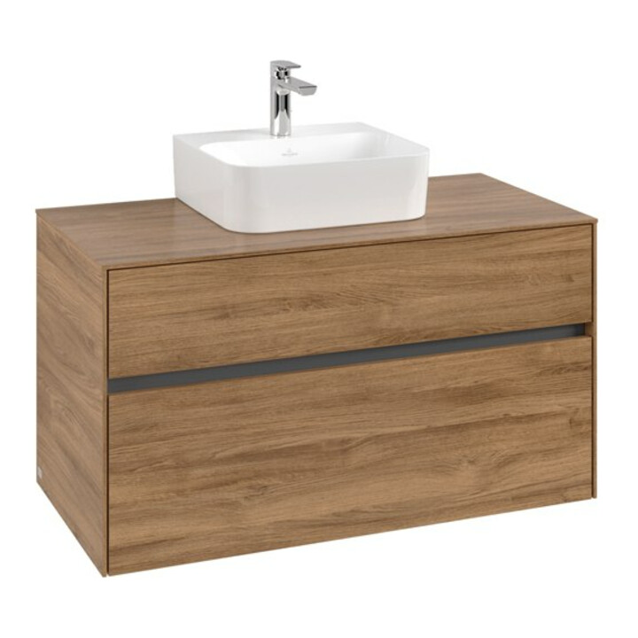 V&B Meuble sous lavabo Collaro 100x54,8x50 cm, vasque centrale, chêne Kansas