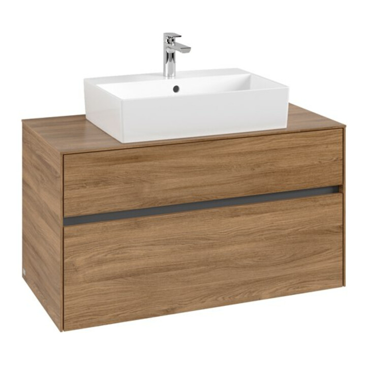 V&B Meuble sous lavabo Collaro 100x54,8x50 cm, vasque centrale, chêne Kansas