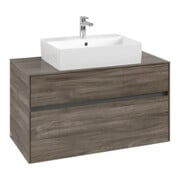 V&B Meuble sous-lavabo Collaro 100x54,8x50 cm, vasque centrale, chêne stone-4