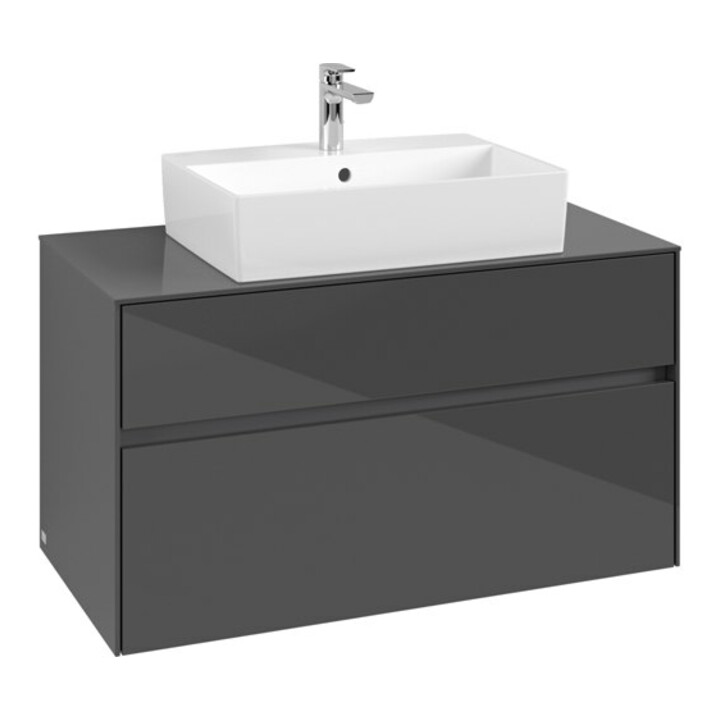 V&B Meuble sous-lavabo Collaro 100x54,8x50 cm, vasque centrale, gris brillant