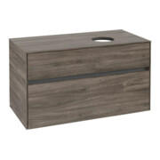 V&B Meuble sous lavabo Collaro 100x54,8x50 cm, vasque droite, chêne pierre-3