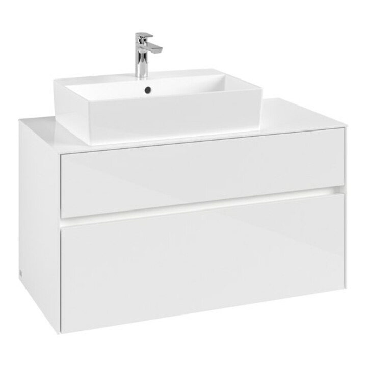 V&B Meuble sous lavabo Collaro 100x54,8x50 cm, WT l, LED 7,3 W, blanc glo