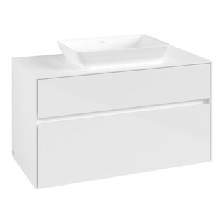 V&B Meuble sous-lavabo Collaro 100x54,8x50 cm, WT mi, LED 7,3 W, blanc brillant