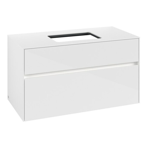 V&B Meuble sous-lavabo Collaro 100x54,8x50 cm, WT mi, LED 7,3 W, blanc brillant