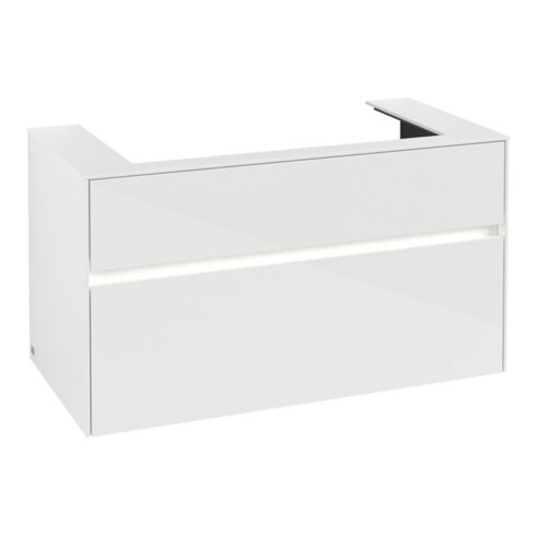 V&B Meuble sous lavabo Collaro 100x54,8x50 cm, WT mi, LED 7,3 W, blanc brillant