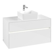 V&B Meuble sous lavabo Collaro 100x54,8x50 cm, WT mi, LED 7,3 W, blanc brillant-4