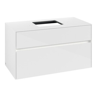 V&B Meuble sous-lavabo Collaro 100x54,8x50 cm, WT mi, LED 7,3 W, blanc brillant