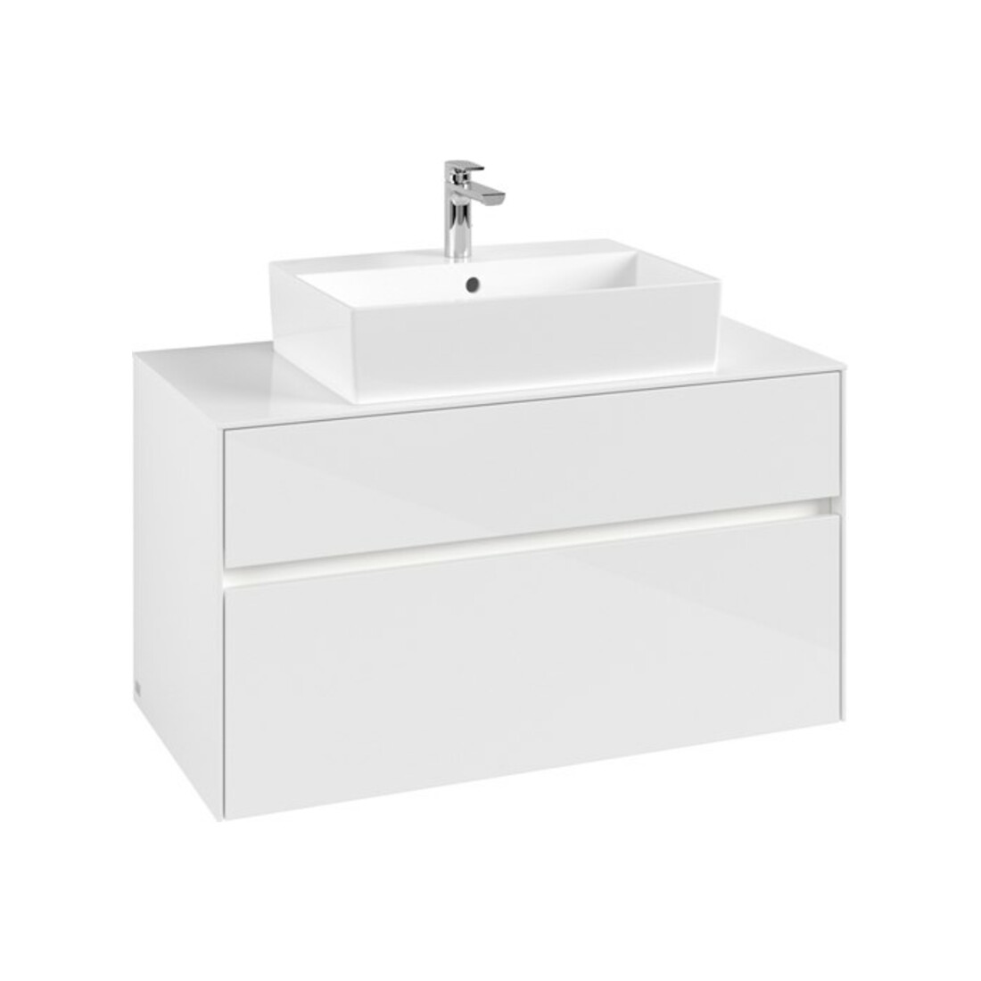 V&B Meuble sous-lavabo Collaro 100x54,8x50 cm, WT mi, LED 7,3 W, blanc brillant