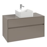V&B Meuble sous lavabo Collaro 100x54,8x50 cm, WT mi, LED 7,3 W, bleu devant