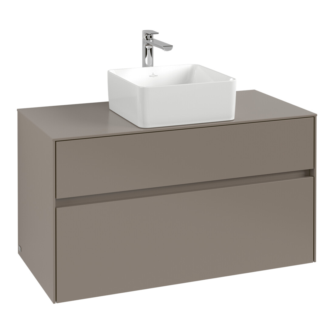 V&B Meuble sous lavabo Collaro 100x54,8x50 cm, WT mi, LED 7,3 W, bleu devant