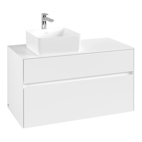 V&B Meuble sous lavabo Collaro 100x54,8x50cm, évier gauche, Blanc mat