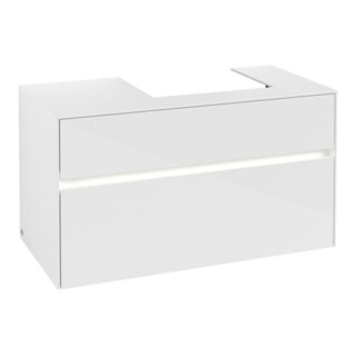 V&B Meuble sous-lavabo Collaro 100x54,8x50cm, lavabo à droite, LED 7,3 W, blanc brillant