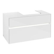 V&B Meuble sous-lavabo Collaro 100x54,8x50cm, lavabo à droite, LED 7,3 W, blanc brillant