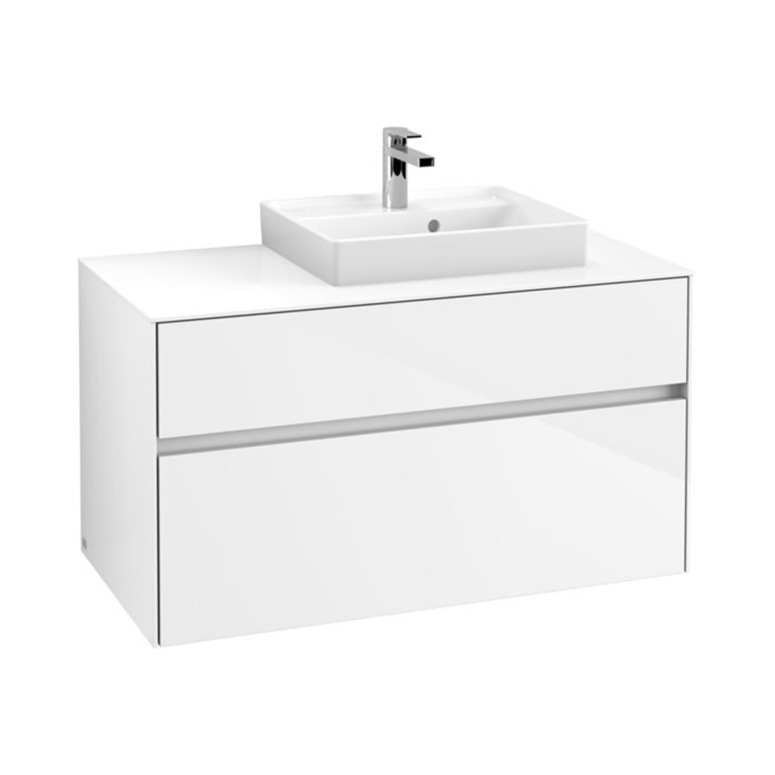 V&B Meuble sous-lavabo Collaro 100x54,8x50cm, lavabo à droite, LED 7,3 W, blanc brillant