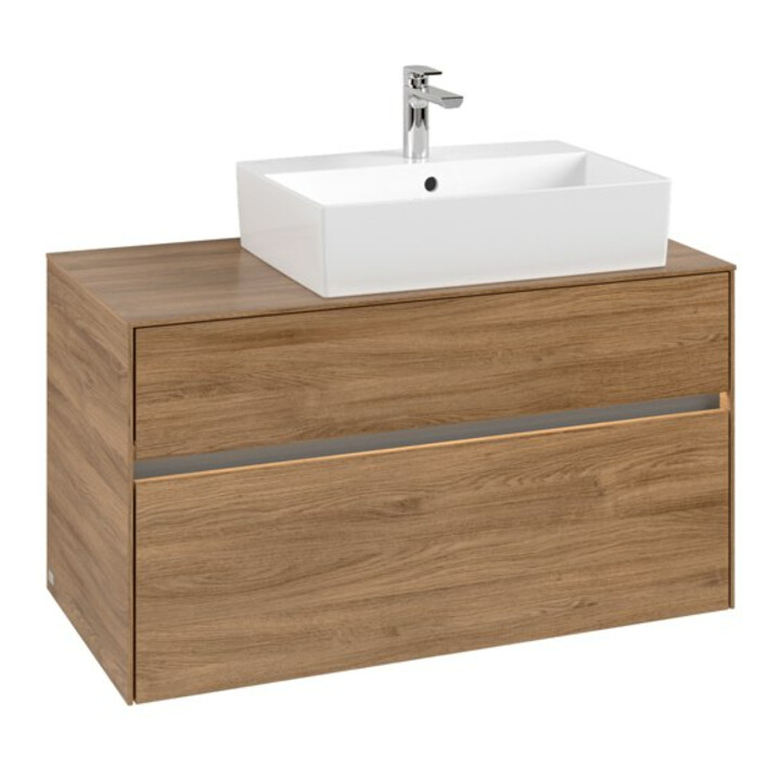 V&B Meuble sous-lavabo Collaro 100x54,8x50cm, lavabo à droite, LED 7,3 W, Kan Oa