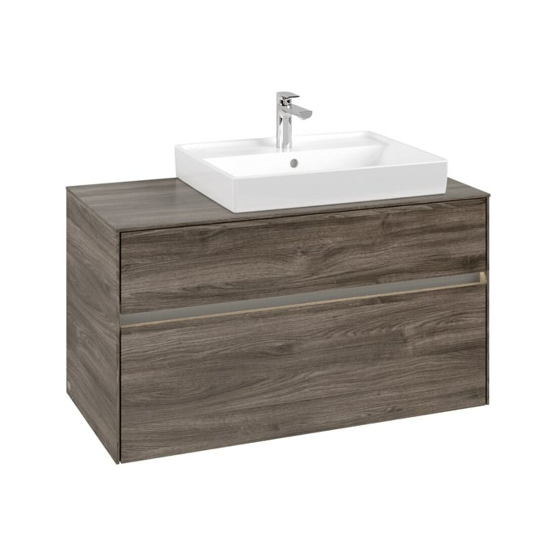 V&B Meuble sous lavabo Collaro 100x54,8x50cm, lavabo à droite, LED 7,3 W, st. Oa