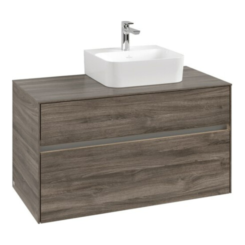 V&B Meuble sous-lavabo Collaro 100x54,8x50cm, lavabo à droite, LED 7,3 W, st. Oa