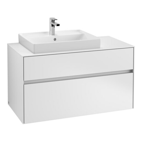 V&B Meuble sous lavabo Collaro 100x54,8x50cm, lavabo à gauche, blanc mat