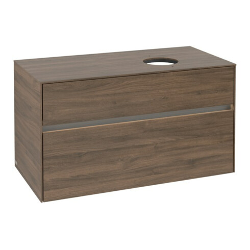 V&B Meuble sous-lavabo Collaro 100x54,8x50cm, lavabo droit, LED 7,3 W, Ariz. Oa