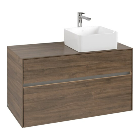 V&B Meuble sous-lavabo Collaro 100x54,8x50cm, lavabo droit, LED 7,3 W, Ariz. Oa