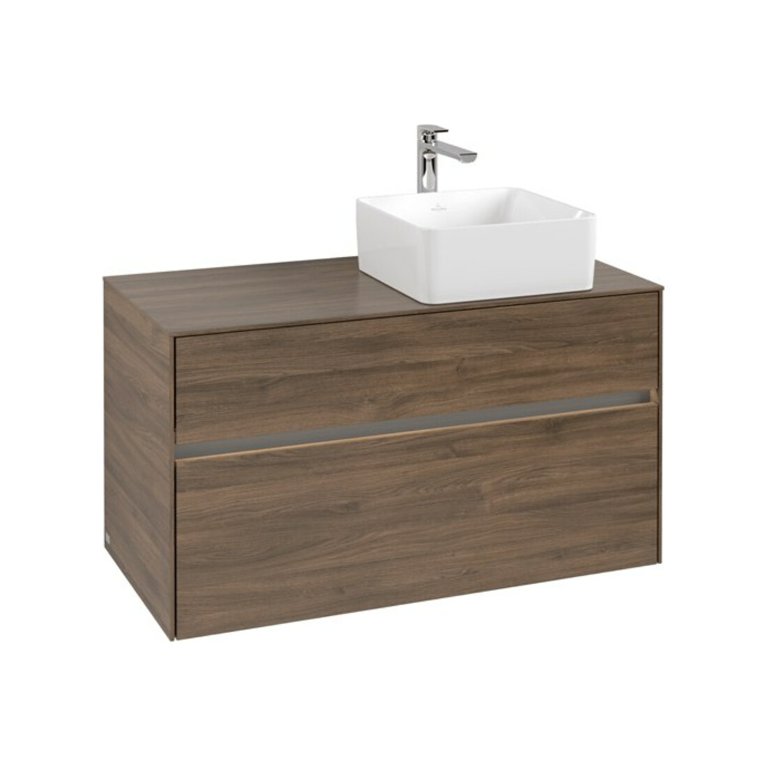 V&B Meuble sous-lavabo Collaro 100x54,8x50cm, lavabo droit, LED 7,3 W, Ariz. Oa