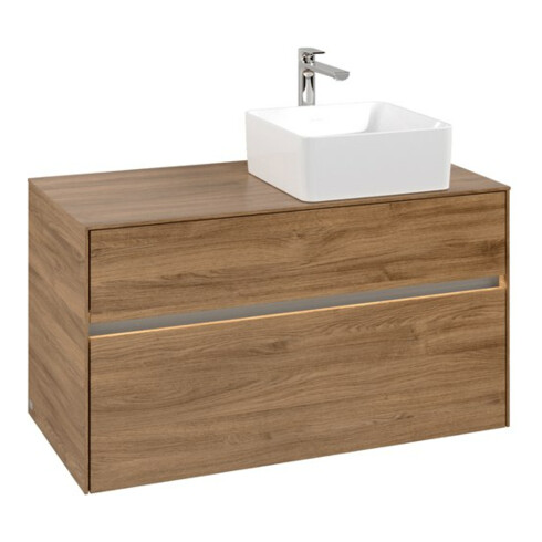 V&B Meuble sous lavabo Collaro 100x54,8x50cm, Lavabo droit, LED 7,3 W, Kan Oa