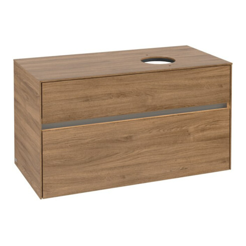 V&B Meuble sous lavabo Collaro 100x54,8x50cm, Lavabo droit, LED 7,3 W, Kan Oa