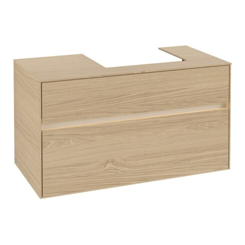 V&B Meuble sous lavabo Collaro 100x54,8x50cm, lavabo droit, LED 7,3 W, Nord Oa