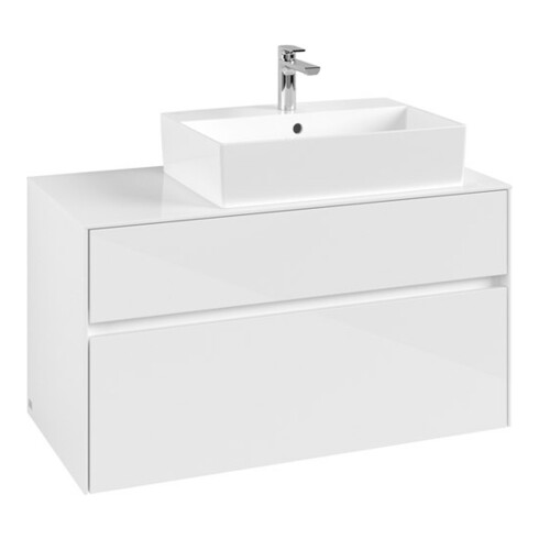 V&B Meuble sous lavabo Collaro 100x54,8x50cm, lavabo droite, blanc brillant
