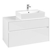 V&B Meuble sous lavabo Collaro 100x54,8x50cm, lavabo droite, blanc brillant