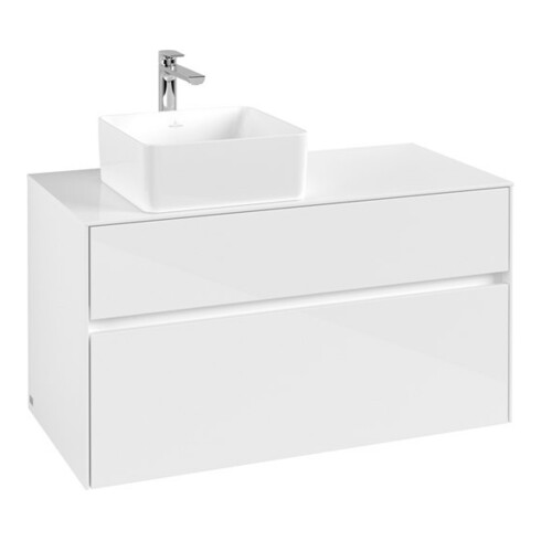 V&B Meuble sous-lavabo Collaro 100x54,8x50cm, LV gauche, Blanc brillant