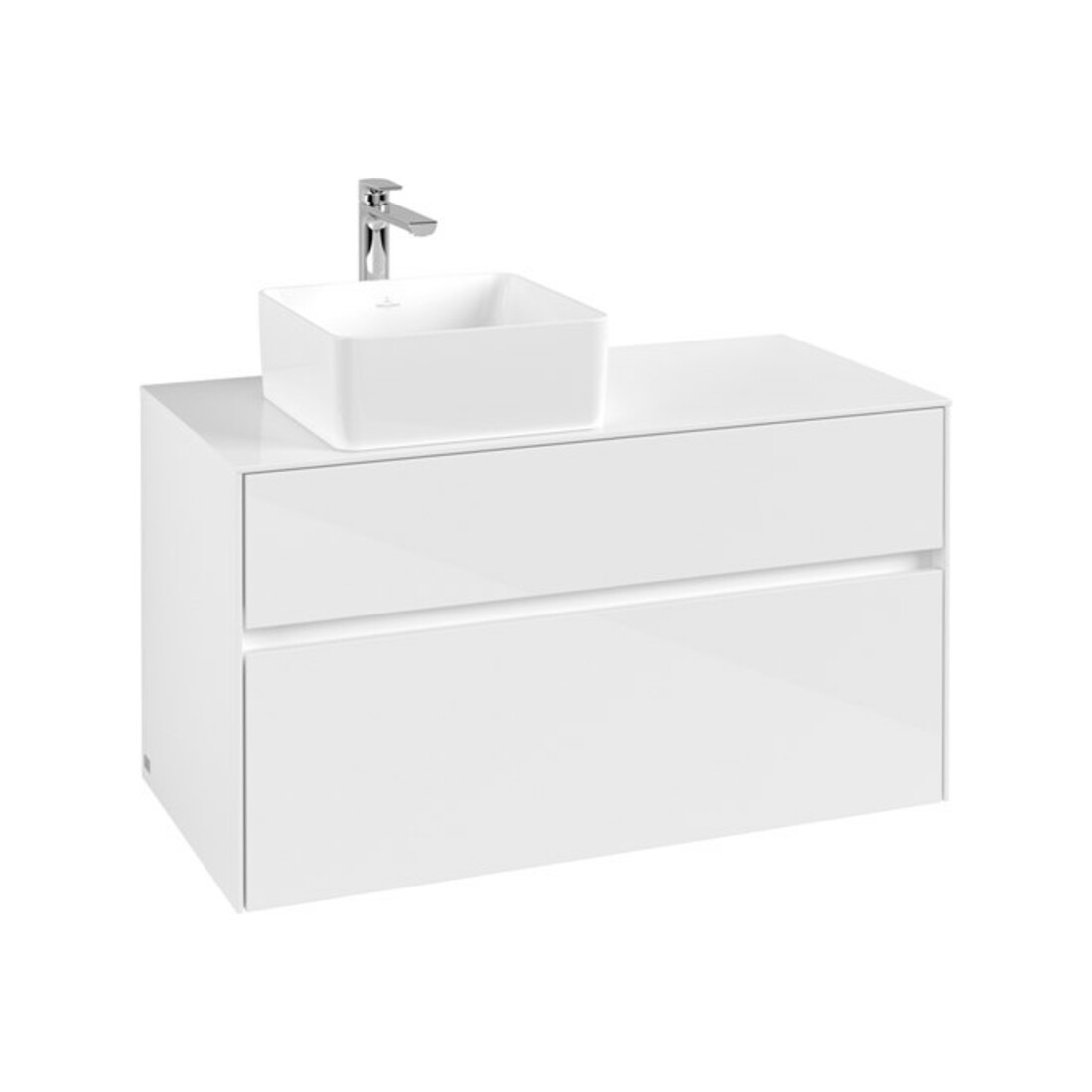 V&B Meuble sous-lavabo Collaro 100x54,8x50cm, LV gauche, Blanc brillant