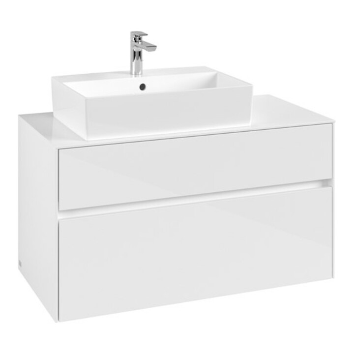 V&B Meuble sous-lavabo Collaro 100x54,8x50cm, LV gauche, blanc brillant
