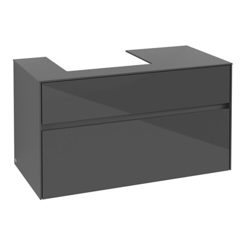 V&B Meuble sous-lavabo Collaro 100x54,8x50cm, vasque à gauche, gris brillant