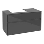 V&B Meuble sous-lavabo Collaro 100x54,8x50cm, vasque à gauche, gris brillant