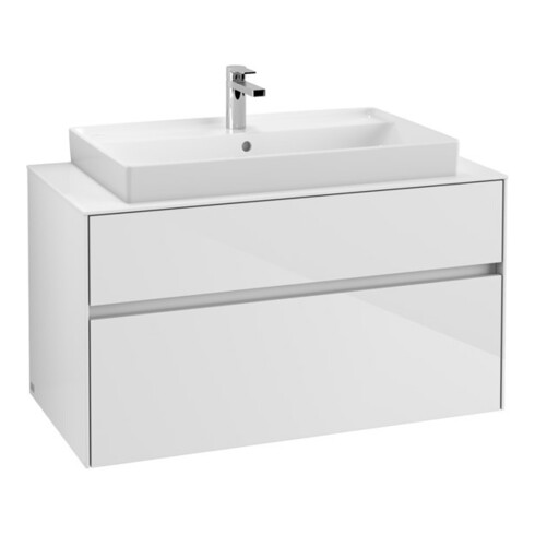 V&B Meuble sous lavabo Collaro 100x54,8x50cm, vasque centrale, blanc brillant