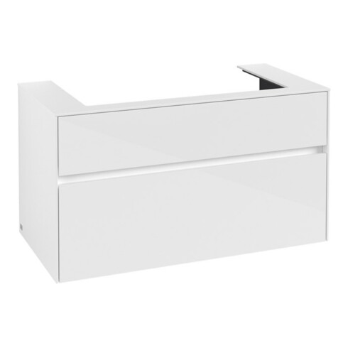 V&B Meuble sous lavabo Collaro 100x54,8x50cm, vasque centrale, blanc brillant