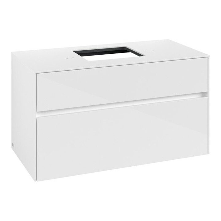 V&B Meuble sous lavabo Collaro 100x54,8x50cm, vasque centrale, blanc brillant