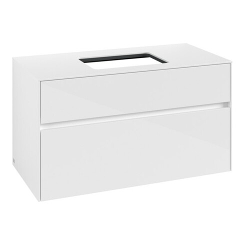 V&B Meuble sous lavabo Collaro 100x54,8x50cm, vasque centrale, blanc brillant