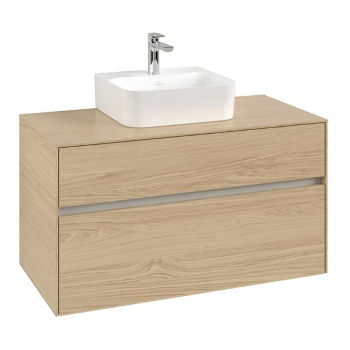 V&B Meuble sous lavabo Collaro 100x54,8x50cm, vasque centrale, chêne nordique