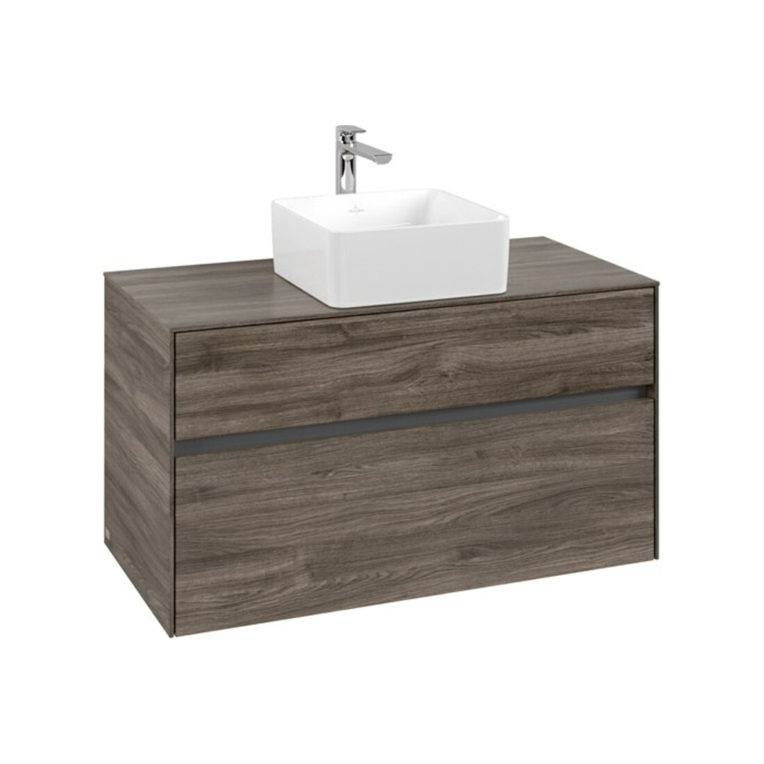V&B Meuble sous lavabo Collaro 100x54,8x50cm, vasque centrale, chêne pierre