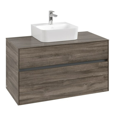 V&B Meuble sous-lavabo Collaro 100x54,8x50cm, vasque centrale, chêne pierre