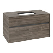 V&B Meuble sous lavabo Collaro 100x54,8x50cm, vasque centrale, chêne stone-3